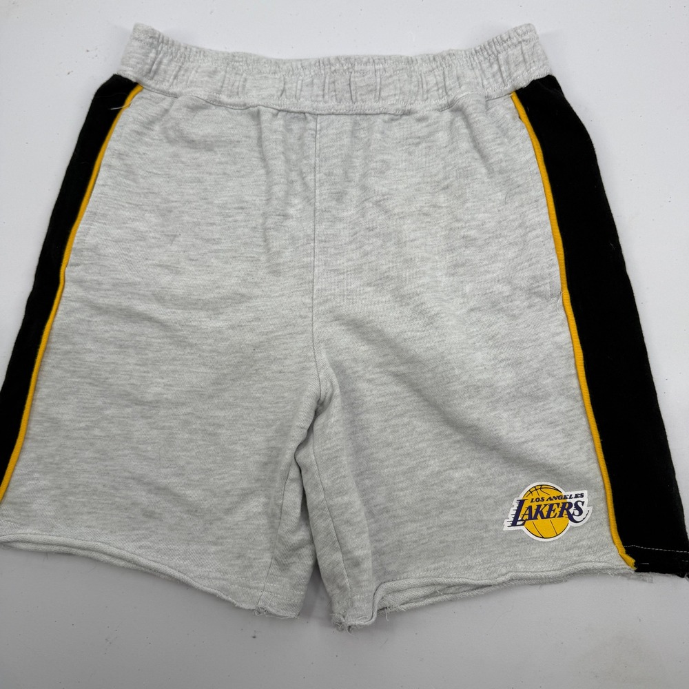 NBA Los Angeles Lakers Shorts Boys Youth Large 14/16 Gray Black Sweat